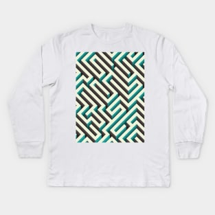 cyan maze Kids Long Sleeve T-Shirt